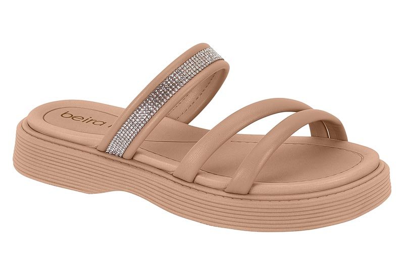 Sandália Feminina Beira Rio com Tiras e Brilho 8537-104