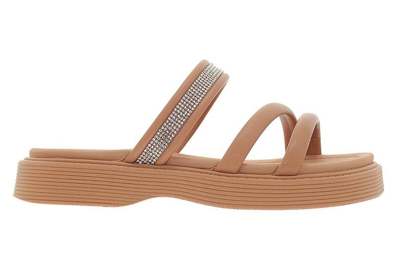 Sandália Feminina Beira Rio com Tiras e Brilho 8537-104 Bege 2