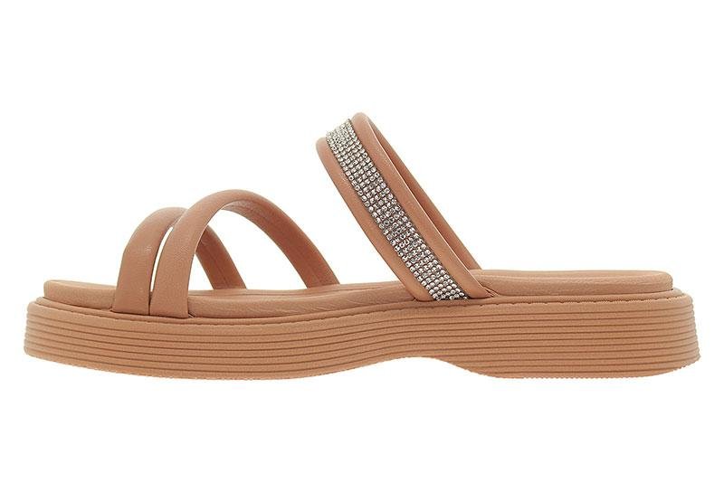 Sandália Feminina Beira Rio com Tiras e Brilho 8537-104 Bege 3