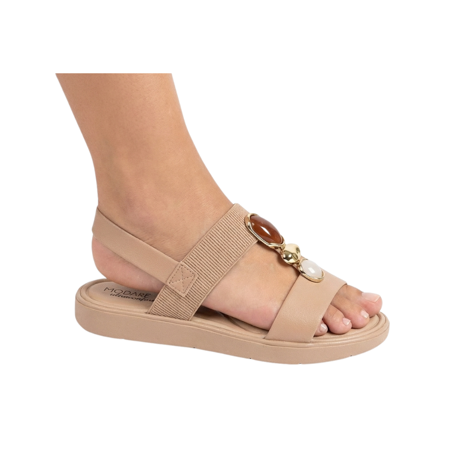 Sandália Papete Modare com Pedrarias 7208-108 Bege 4