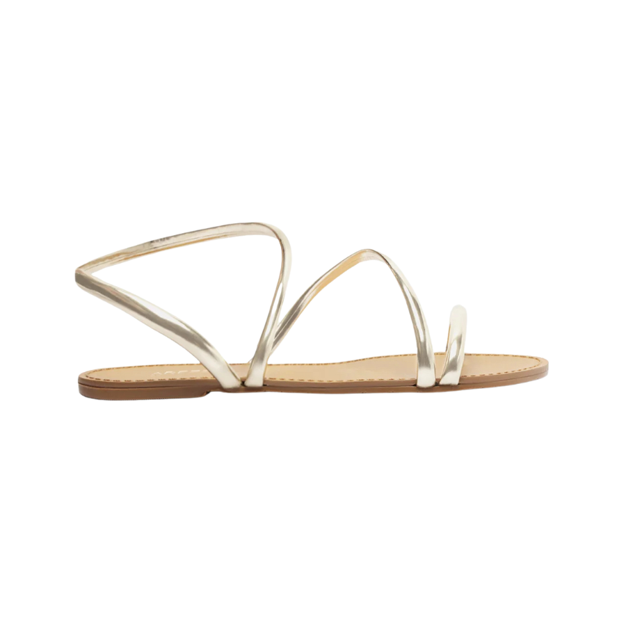 Sandália Feminina Rasteira Arezzo Tira Curva Dourada Dourado 2