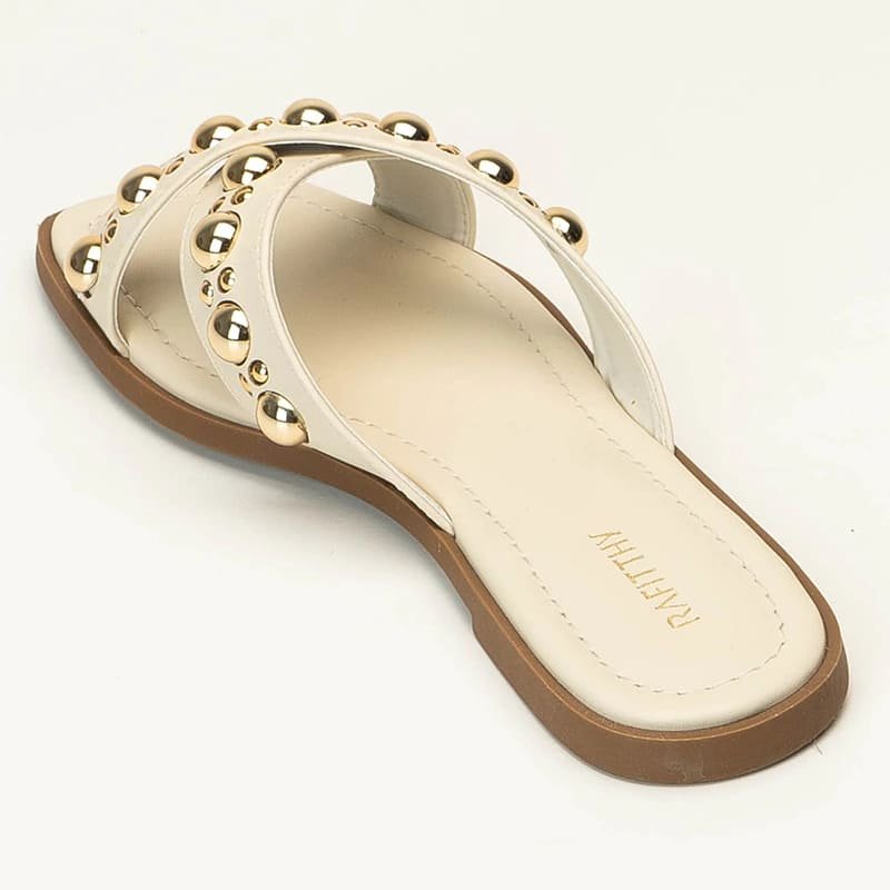 Sandália Rasteira Feminina Rafitthy Tiras Cruzadas Branco 3