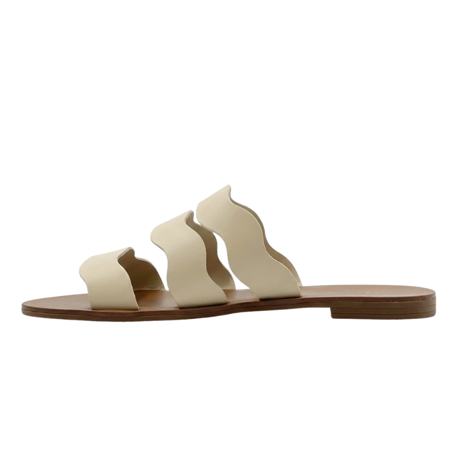 Sandália Feminina Rasteira Arezzo Tira Ondulada Branco 3