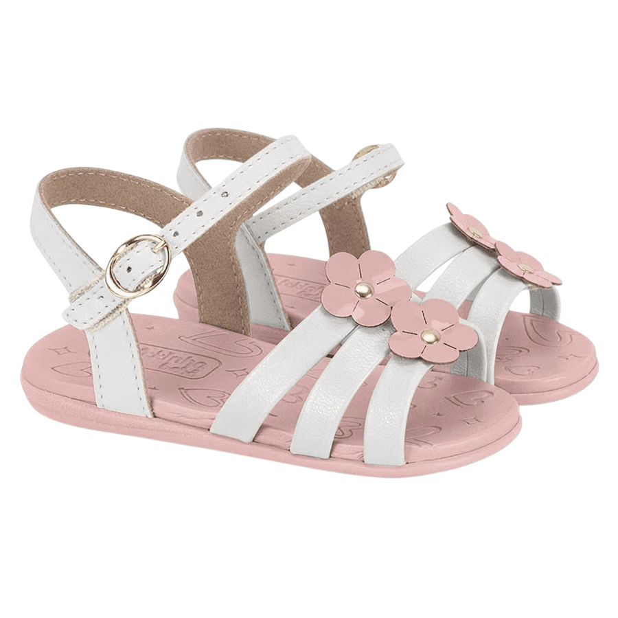 Sandália Infantil Molekinha com Flores Decorativas 2743-102 Branco 2