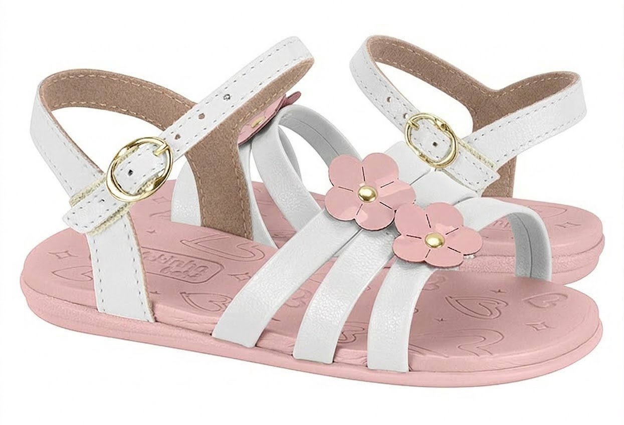 Sandália Infantil Molekinha com Flores Decorativas 2743-102 Branco 3