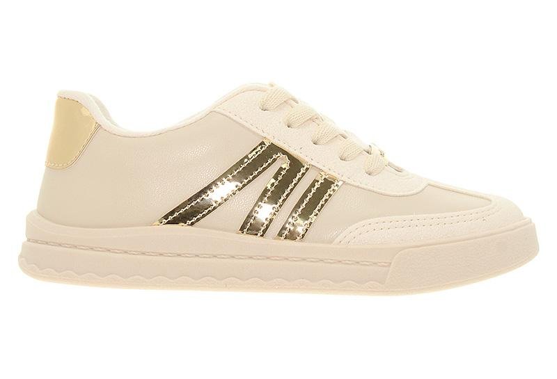 Tênis Infantil Molekinha Listras Metalizadas 2575-115 Bege 2