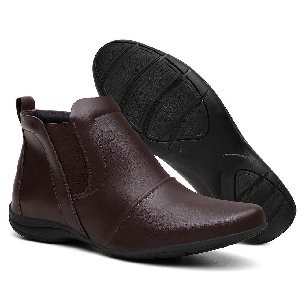 Bota Gunga Feminina Cano Baixo Elástico Calce Fácil Conforto Feminino Marrom 4