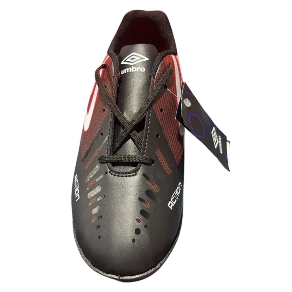 CHUTEIRA UMBRO FUTSAL WARSKIN PRETO VERMELHO GRAFITE Preto 4