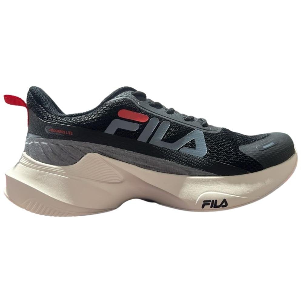 TENIS FILA PROGRESS LITE MASCULINO-PRETO/GRAFITE/VERMELHO Preto/Cinza 1