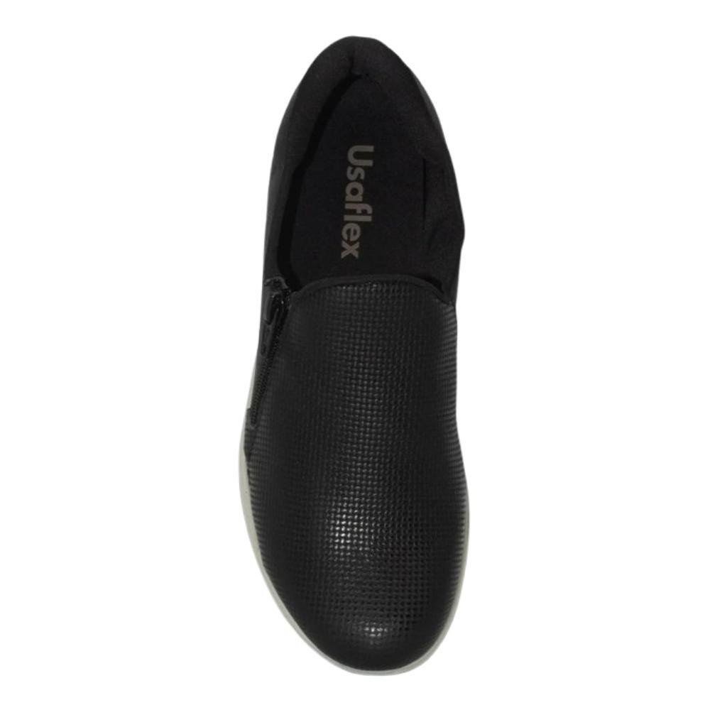 TENIS USAFLEX EM COURO ZIPER PRETO Preto 3