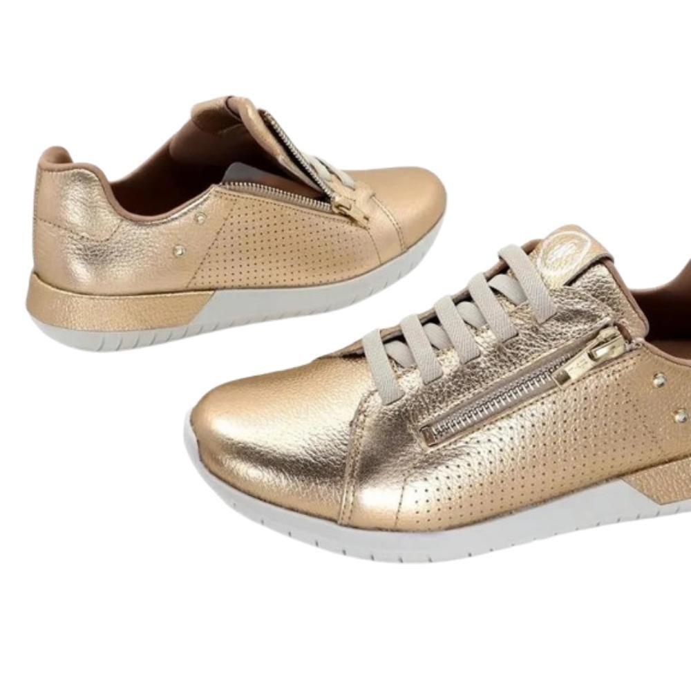TENIS USAFLEX ELASTICO PRATA VELHA COM ZIPER Dourado 3