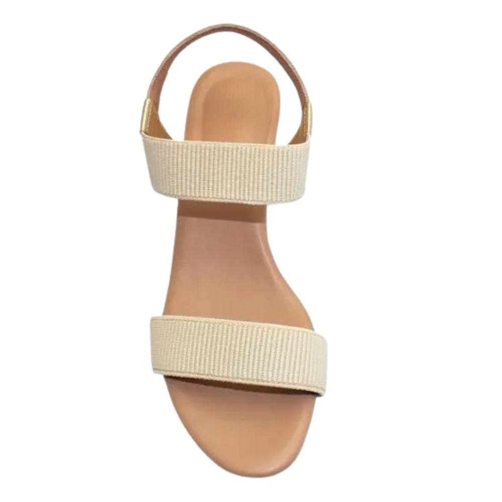 SANDALIA USAFLEX SALTO BLOCO PRATA VELHA Bege 3