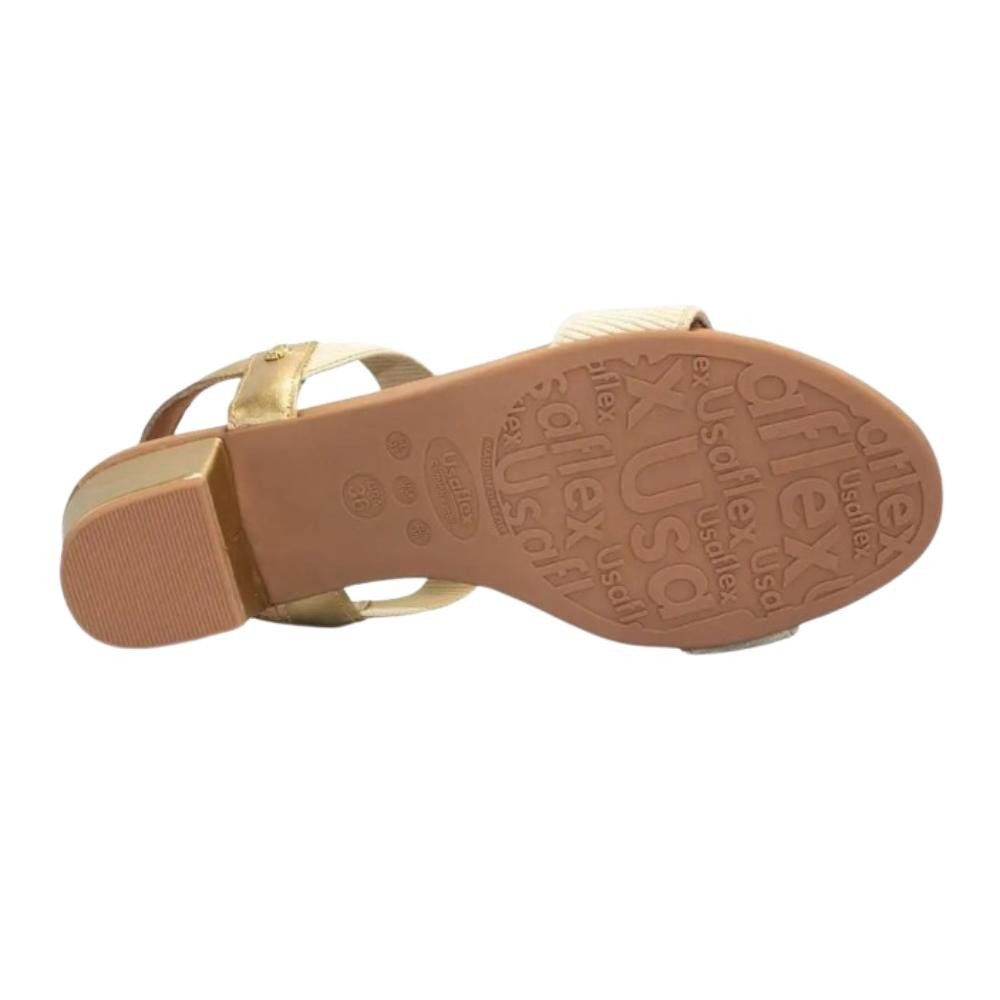 SANDALIA USAFLEX SALTO BLOCO PRATA VELHA Bege 5