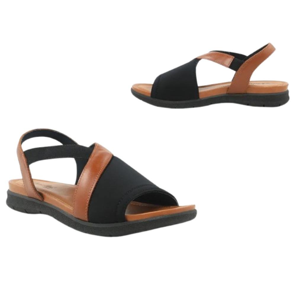 SANDALIA USAFLEX PLATAFORMA BICOLOR CARAMELO PRETO Marrom 2