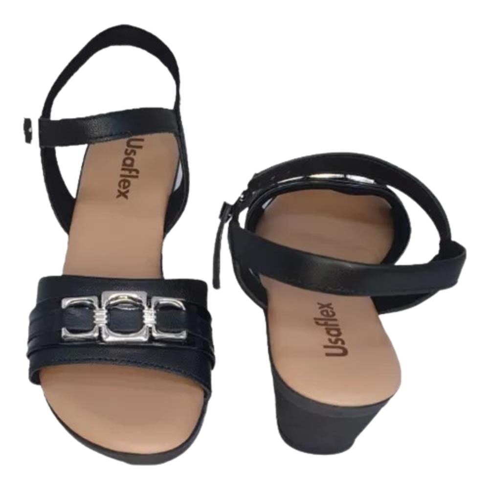 SANDALIA USAFLEX FIVELA PRATA PLATAFORMA PRETO MM0904002 Preto 2