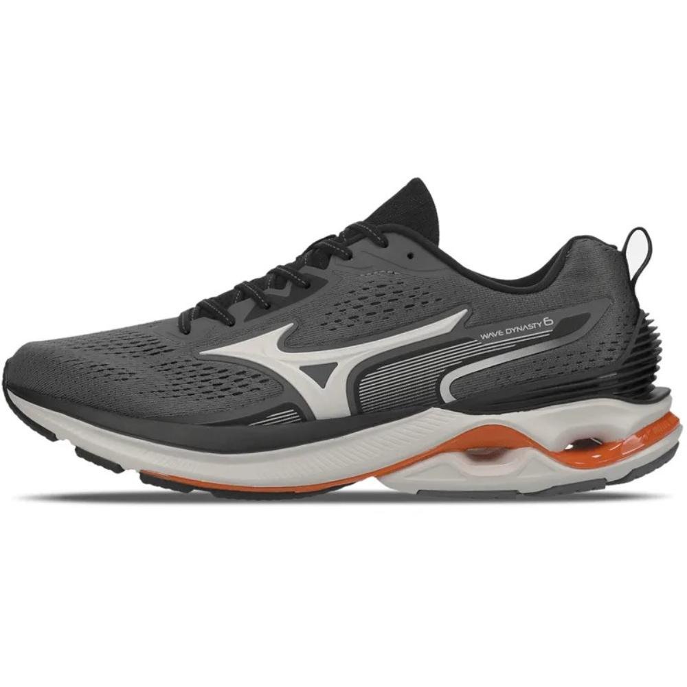 TENIS MIZUNO MASCULINO WAVE DYNASTY 6 CHUMBO LARANJA Cinza 2