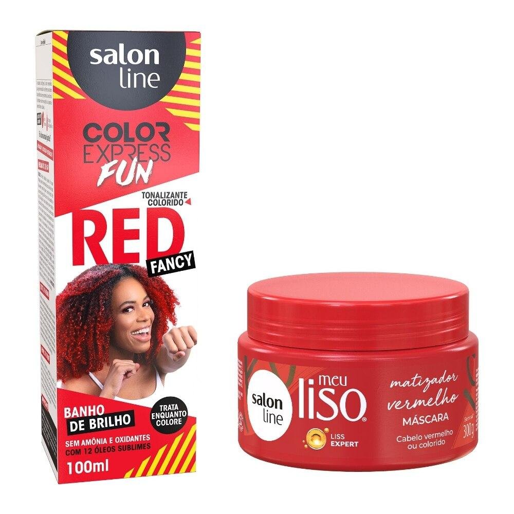 Kit Meu Liso Super vermelho + Color Express Fun Fancy Red Salon Line ÚNICO 5
