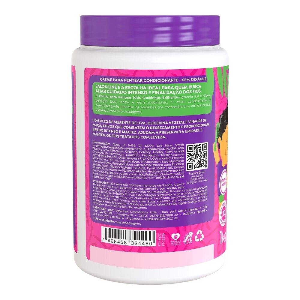 Creme para Pentear Kids Cachinhos Brilhantes Uva 1kg 1kg 3