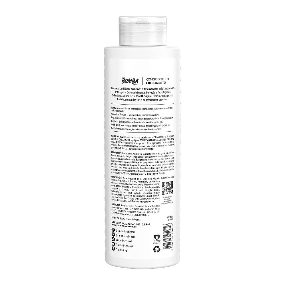 Kit com Condicionador e Máscara de Hidratação SOS Bomba Original + Tônico Fortalecedor Crescimento Acelerado Salon Line ÚNICO 2