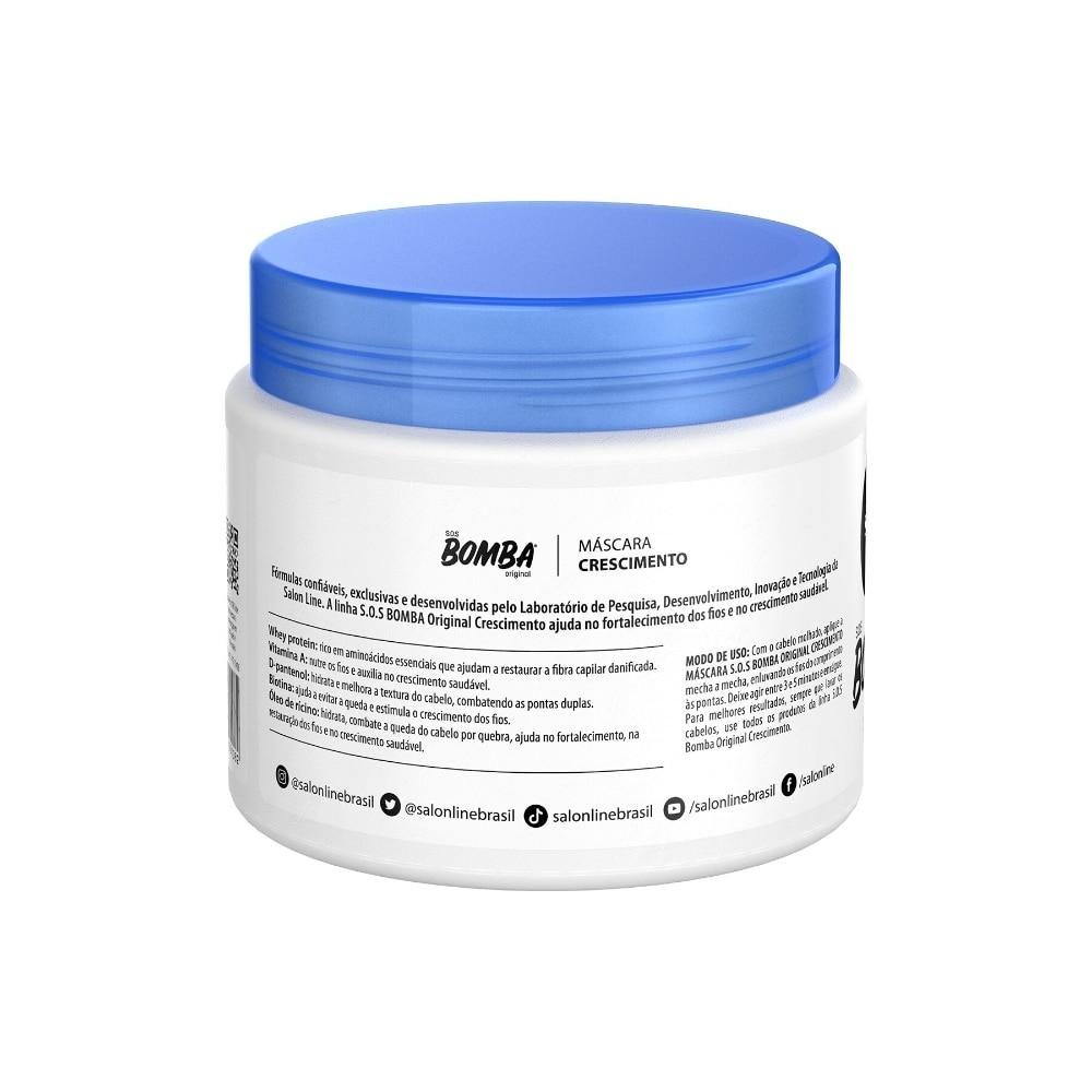 Kit com Condicionador e Máscara de Hidratação SOS Bomba Original + Tônico Fortalecedor Crescimento Acelerado Salon Line ÚNICO 3