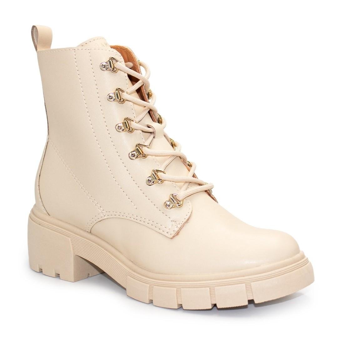 Bota Coturno Ramarim Feminina Casual 23-11122 Bege 2