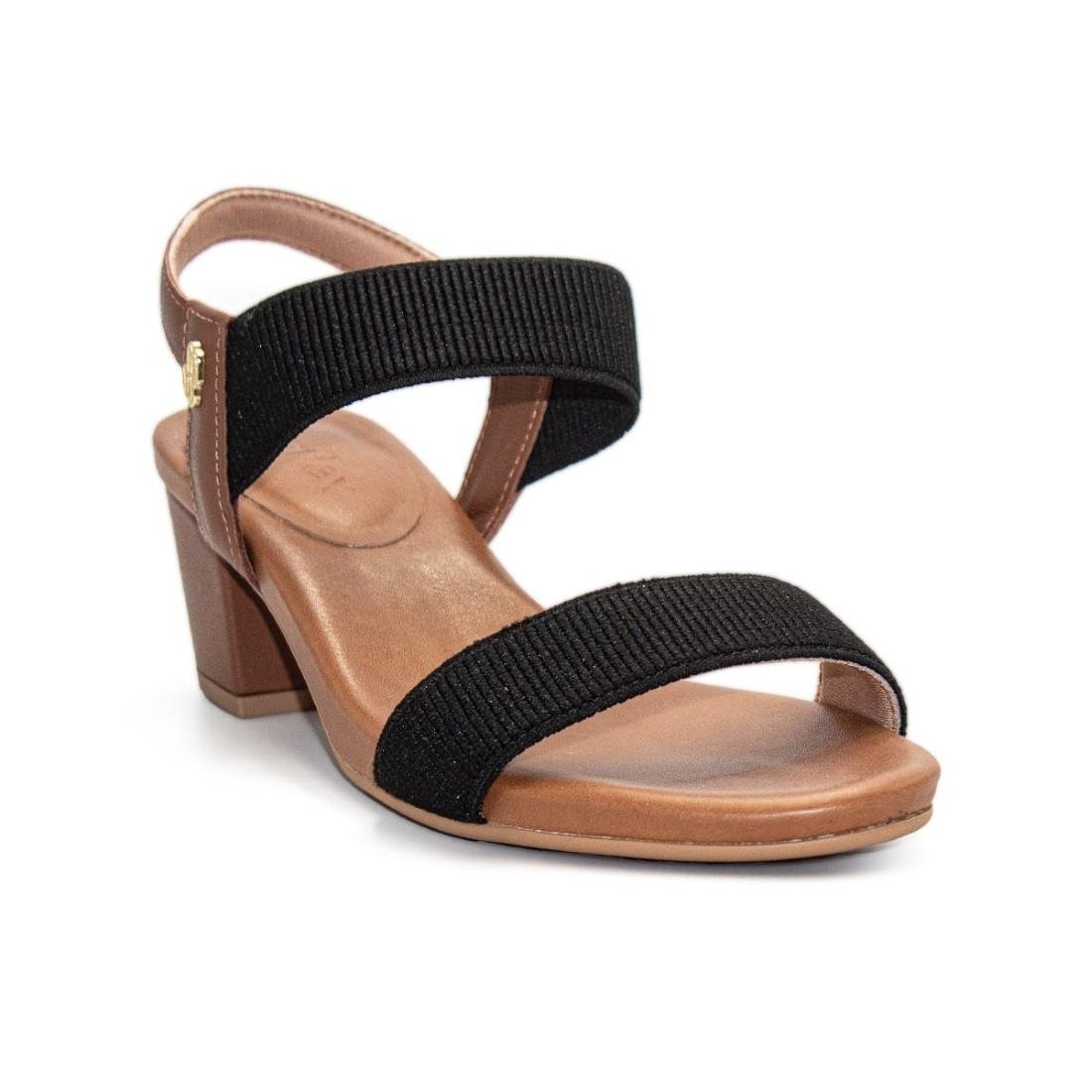 SANDÁLIA USAFLEX FEMININA SALTO BLOCO Y8204 Preto/Marrom 7