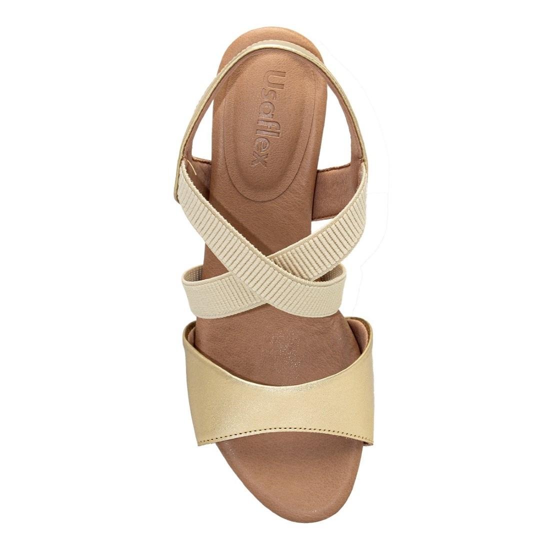 Sandália Usaflex Feminina Elástico Y8215 Dourado 3