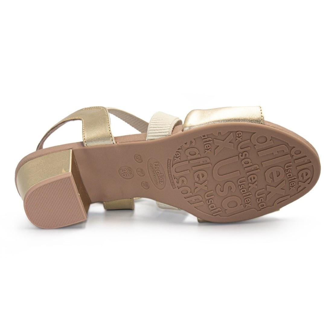 Sandália Usaflex Feminina Elástico Y8215 Dourado 5
