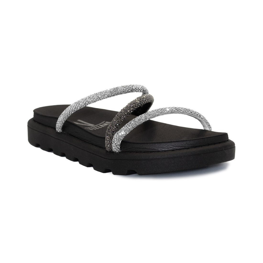 Sandália Flat Vizzano Feminina Strass Flatform 6459.118 Preto 2