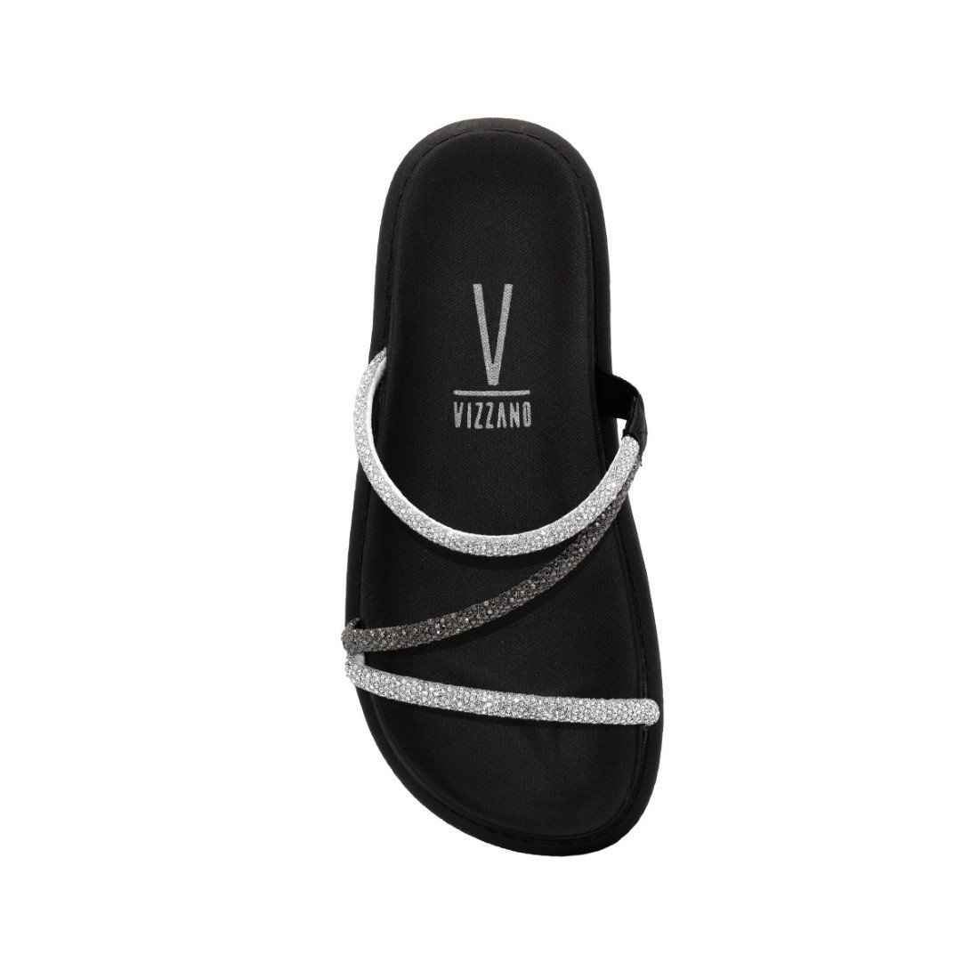 Sandália Flat Vizzano Feminina Strass Flatform 6459.118 Preto 3