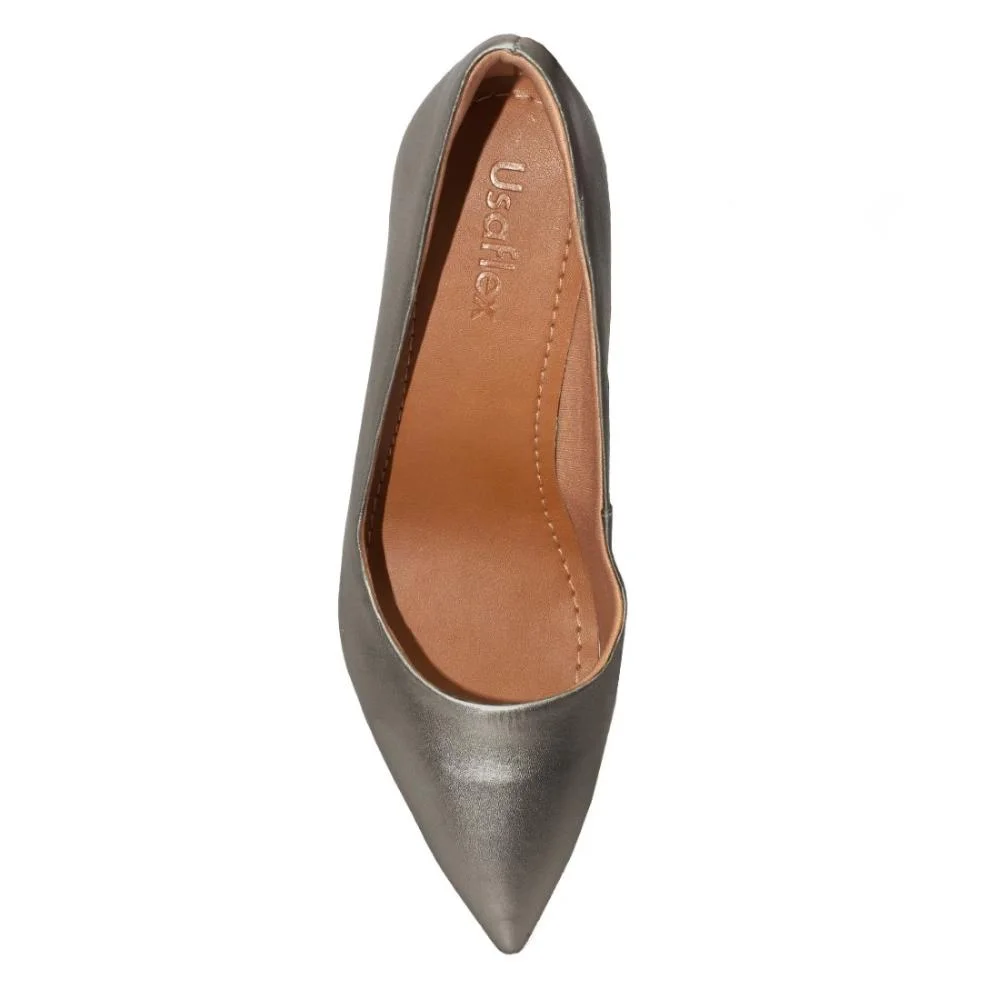 Scarpin Usaflex Feminino Casual Salto Fino Z7601 Cinza 3