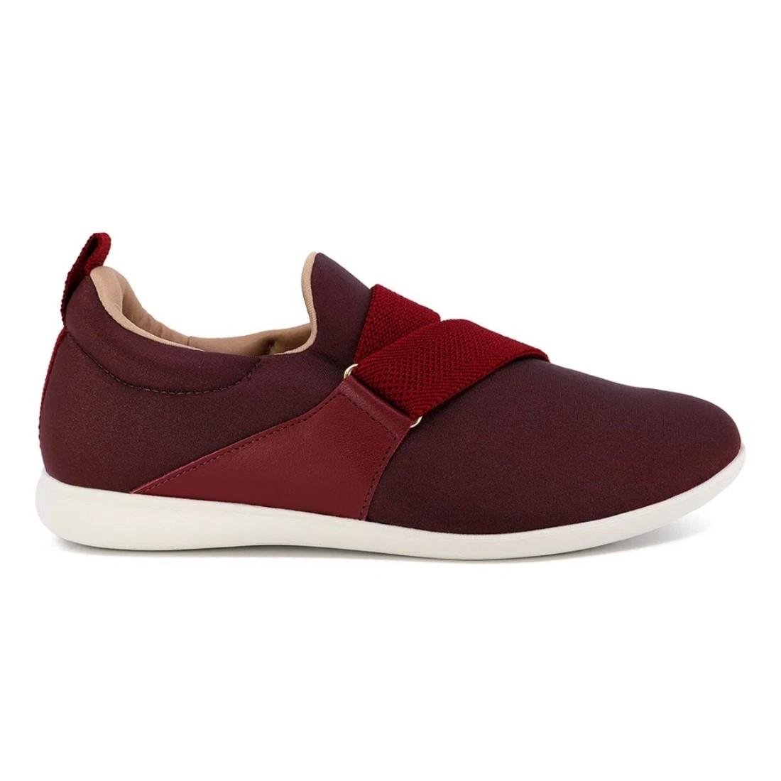 Tênis Usaflex Feminino Elastano Detalhe Elástico AI3404 Vinho 1