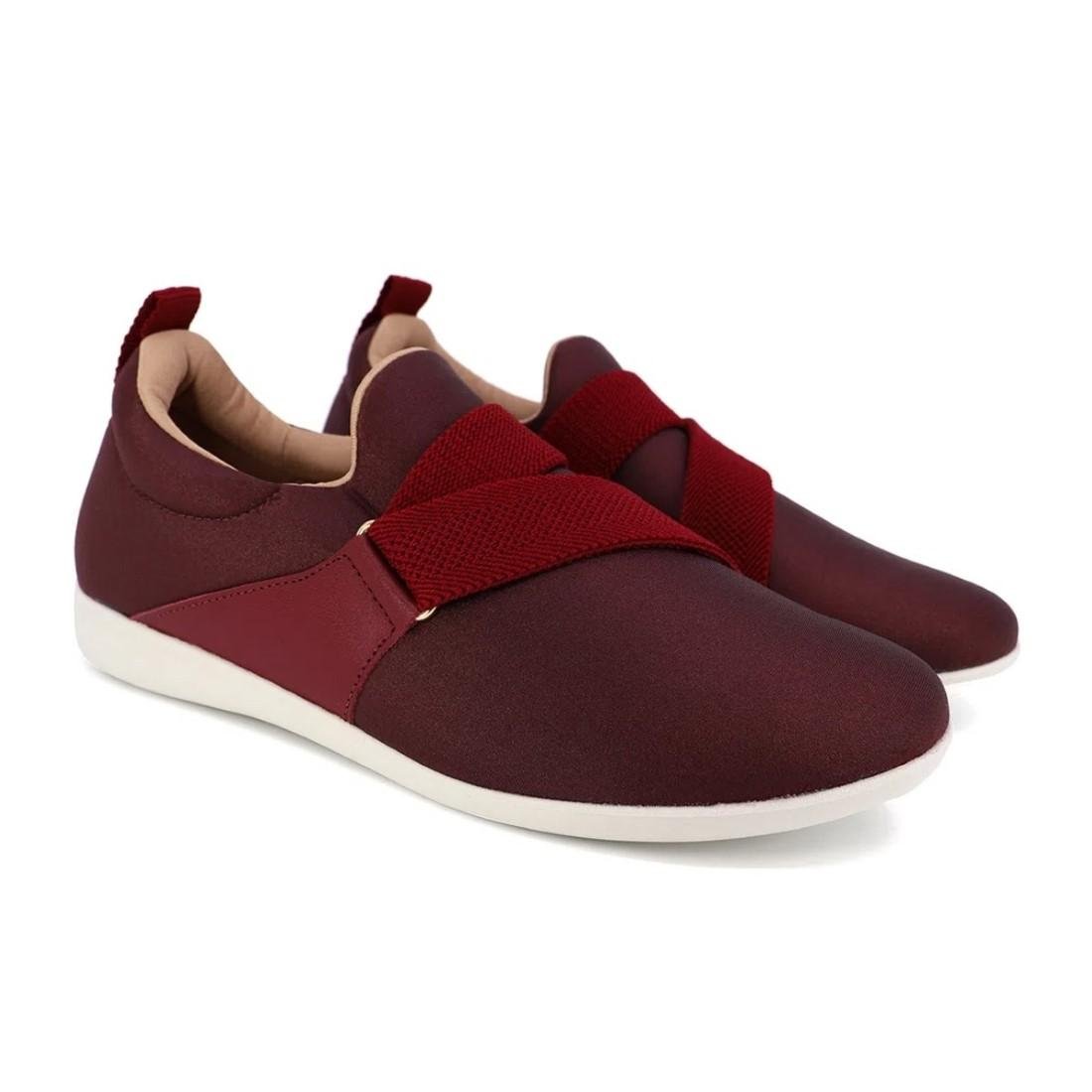 Tênis Usaflex Feminino Elastano Detalhe Elástico AI3404 Vinho 2