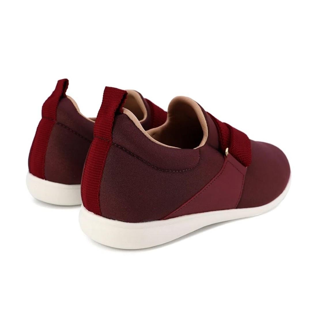 Tênis Usaflex Feminino Elastano Detalhe Elástico AI3404 Vinho 4
