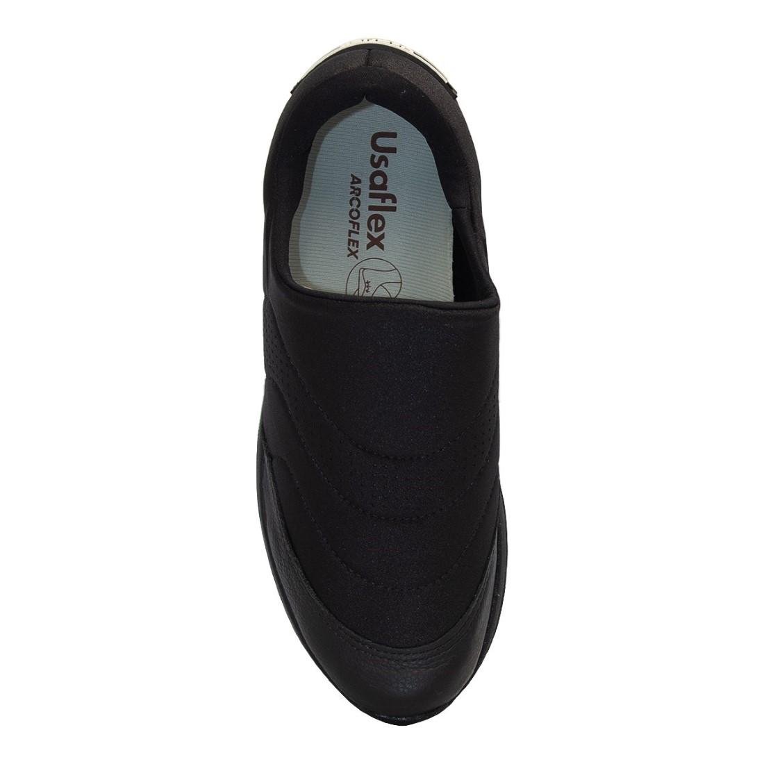 TÊNIS USAFLEX FEMININO ELASTANO DETALHE VAZADO AJ1201 Preto 3