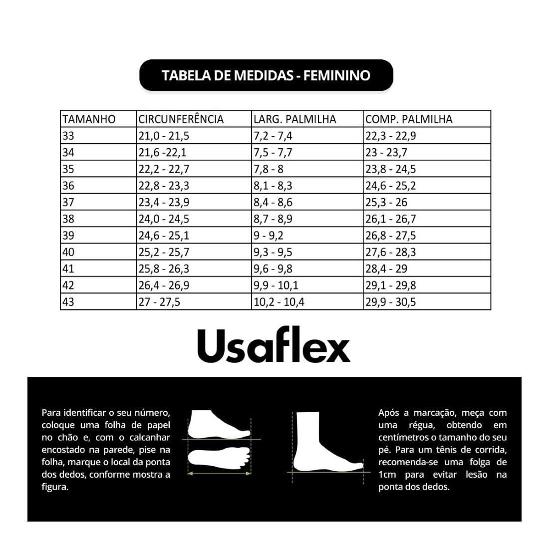TÊNIS USAFLEX FEMININO ELASTANO DETALHE VAZADO AJ1201 Preto 6