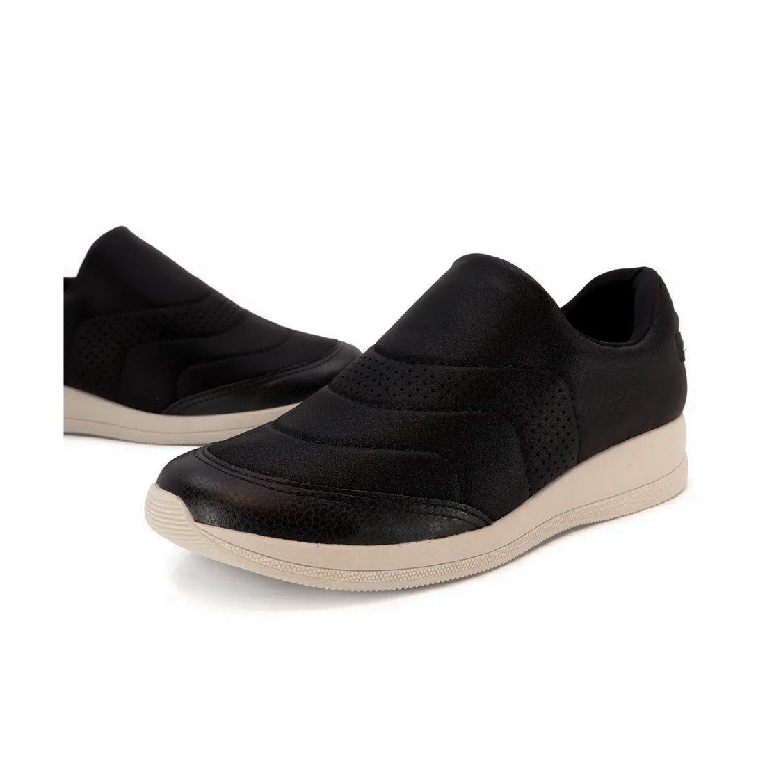 TÊNIS USAFLEX FEMININO ELASTANO DETALHE VAZADO AJ1201 Preto/Bege 3