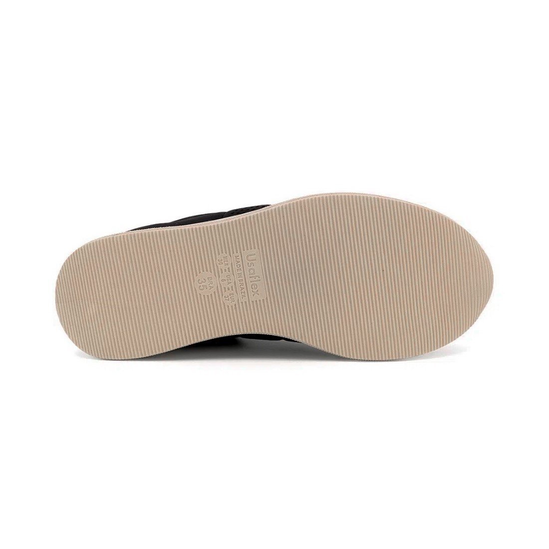 TÊNIS USAFLEX FEMININO ELASTANO DETALHE VAZADO AJ1201 Preto/Bege 5