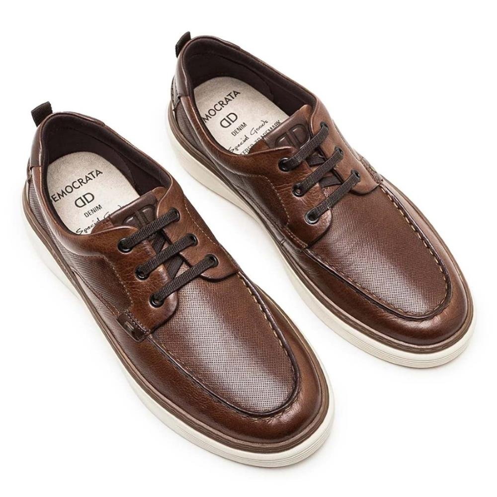 Sapatênis De Couro Democrata Masculino Denim Clash 240301 2