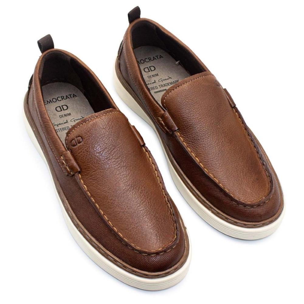 Mocassim De Couro Democrata Masculino Denim Clash 240303 Marrom 2