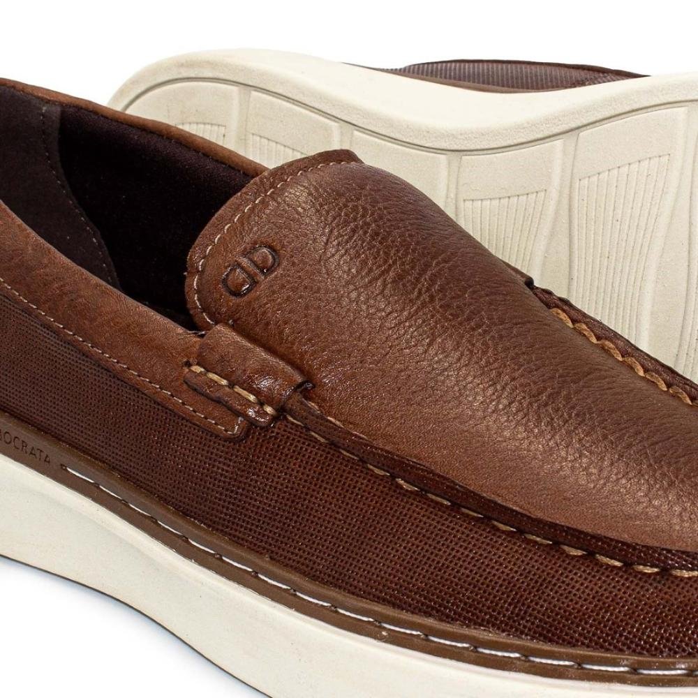 Mocassim De Couro Democrata Masculino Denim Clash 240303 Marrom 3