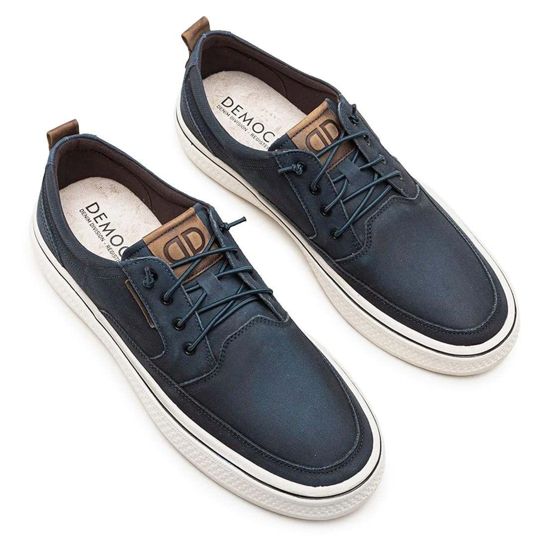 Tênis De Couro Democrata Masculino Denim Fender 290202 Azul 2