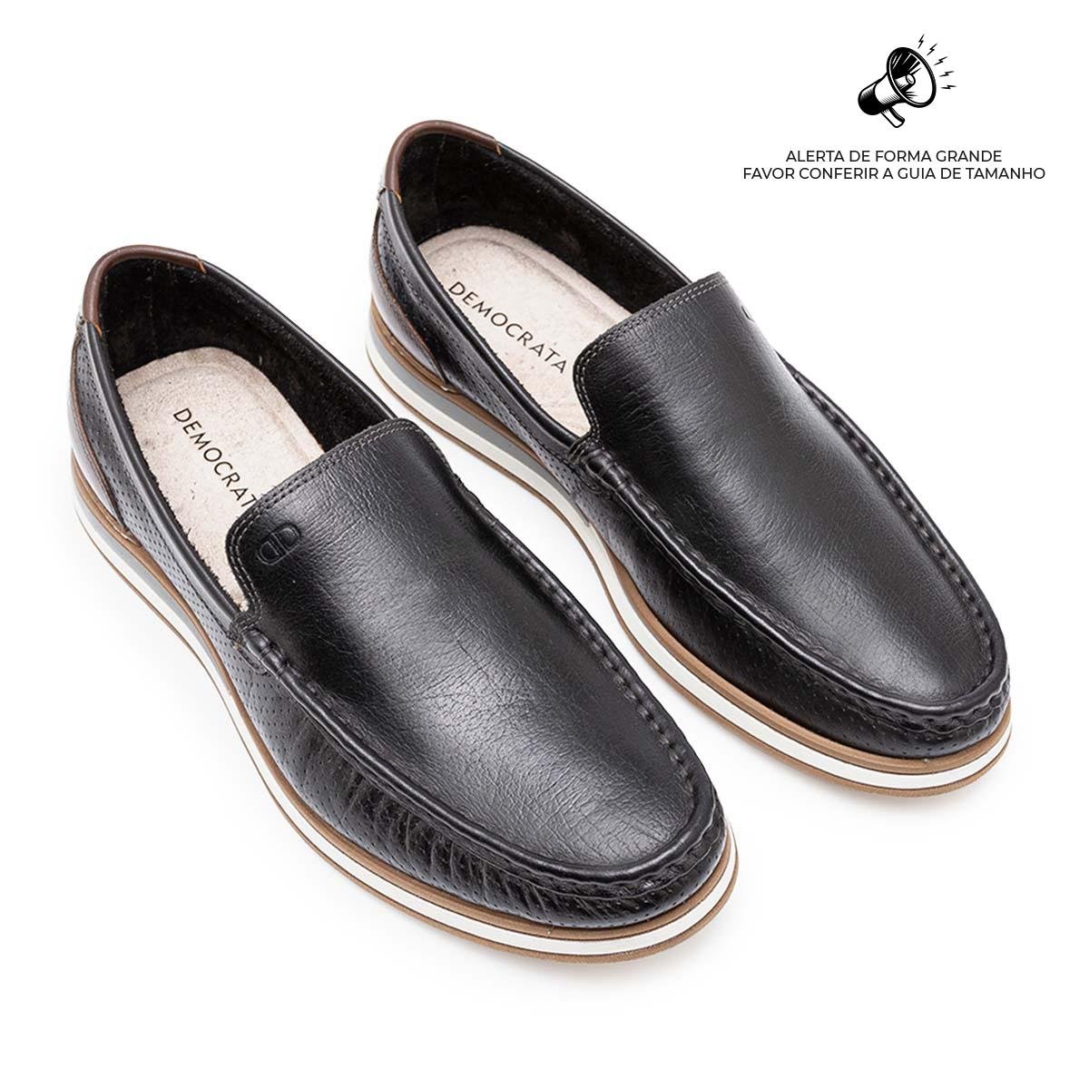 Mocassim De Couro Democrata Denim Flow 252101 Preto/Marrom 2