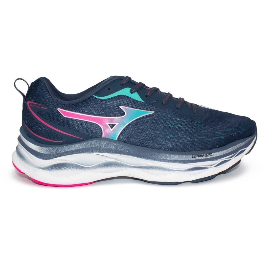 Tênis Mizuno Feminino Victory RSP Corrida Azul/Rosa