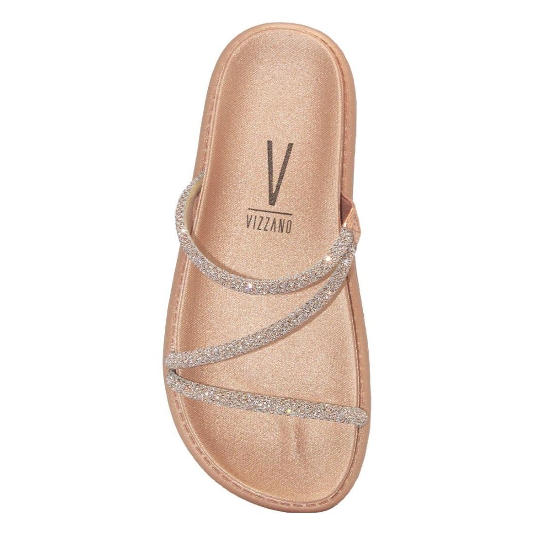 Chinelo Flat Vizzano Feminino Tira Strass Casual 6459.318 Rosa 3