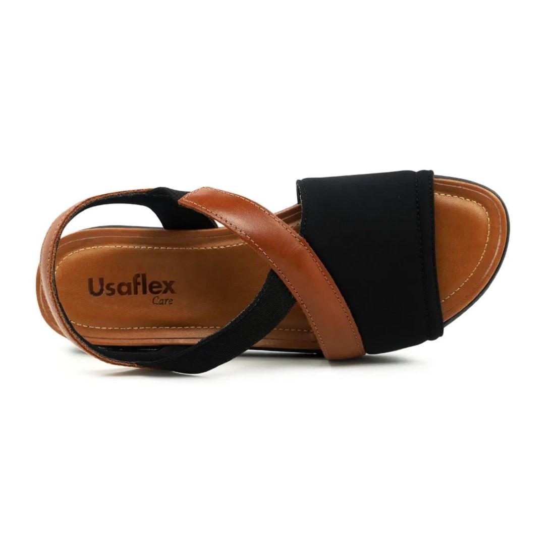 SANDÁLIA USAFLEX FEMININA PLATAFORMA AA3008 Preto/Marrom 3
