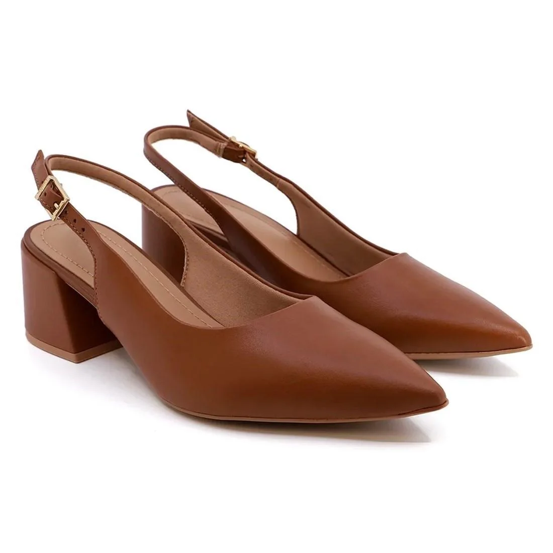 Slingback Usaflex Feminino Bico Fino Casual AK0202 Marrom 2