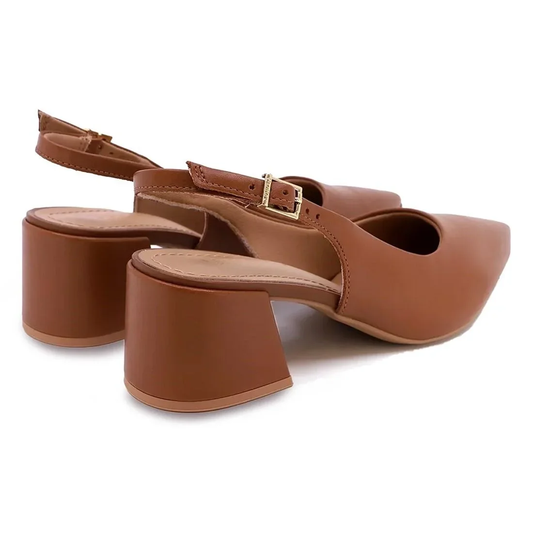 Slingback Usaflex Feminino Bico Fino Casual AK0202 Marrom 4