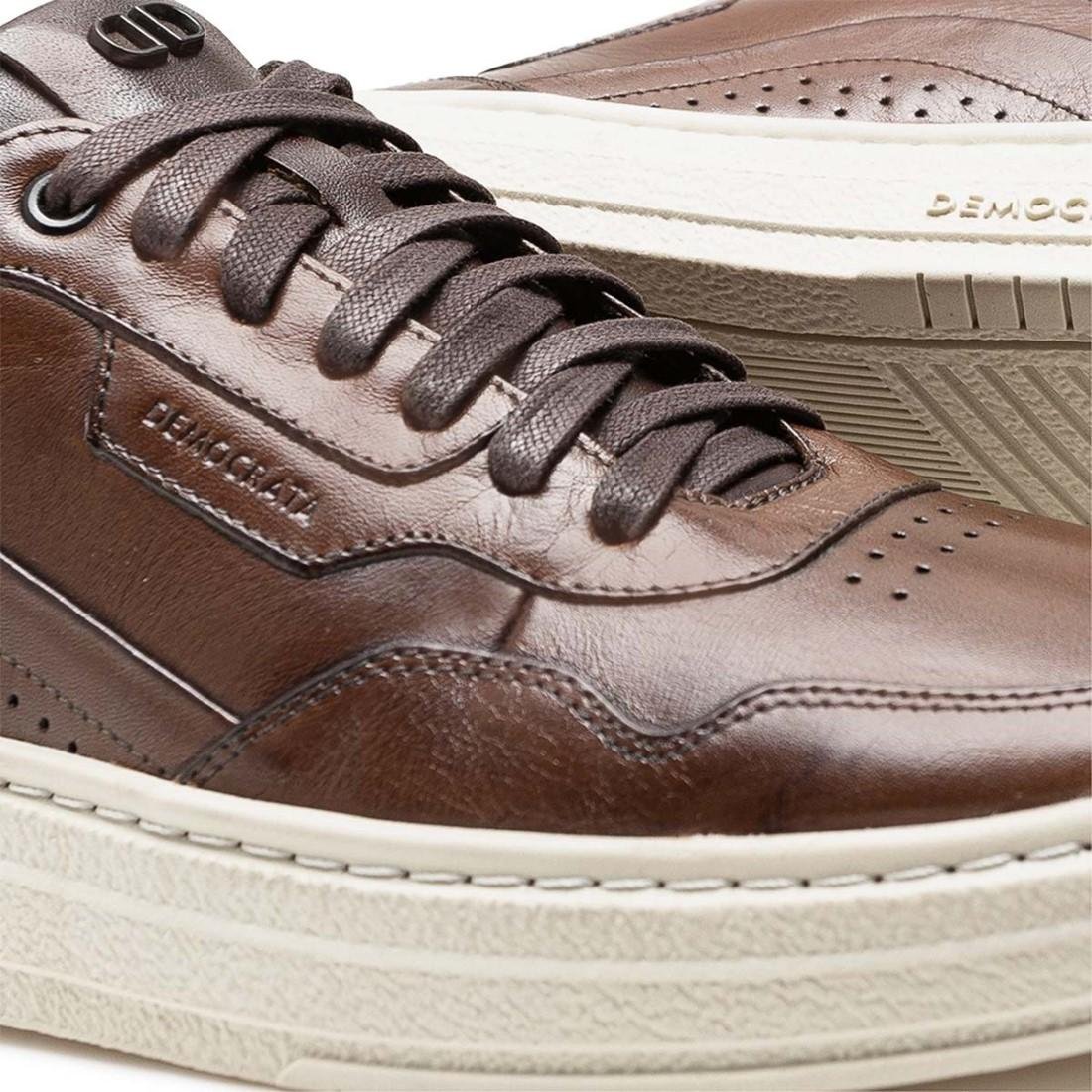 Tênis De Couro Democrata Masculino Denim Jake 240201 Marrom 3