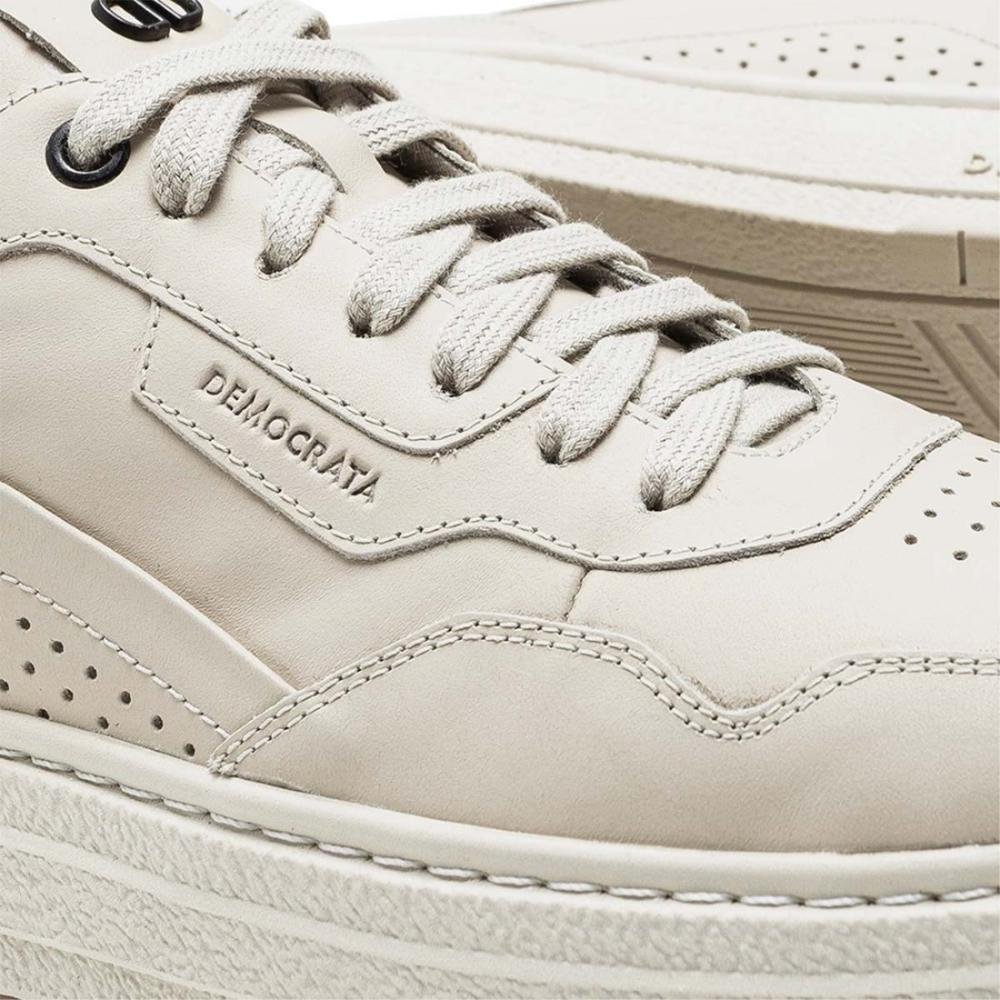 Tênis De Couro Democrata Masculino Denim Jake 240201 Bege 3